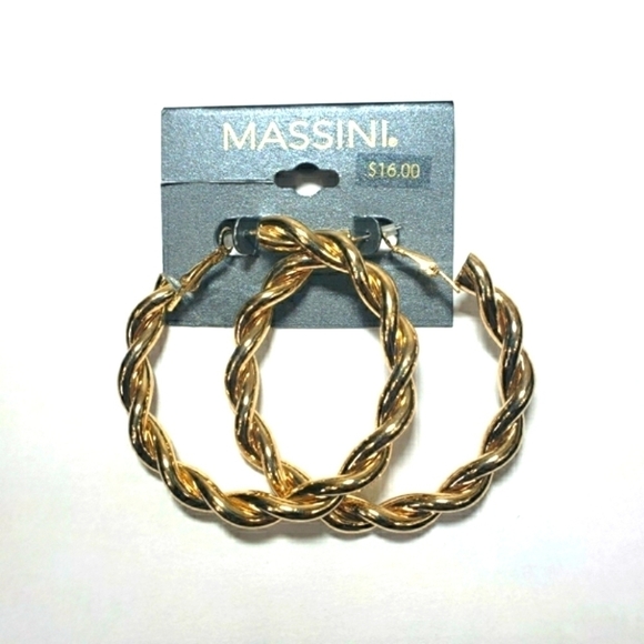 MASSINI Gold Twisted Hoop Earrings - Picture 1 of 2